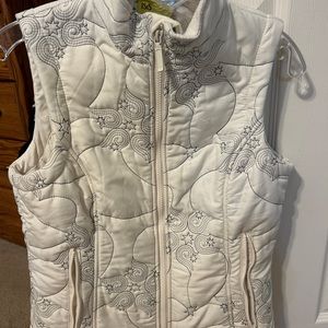Padded cream vest with embroidered detail